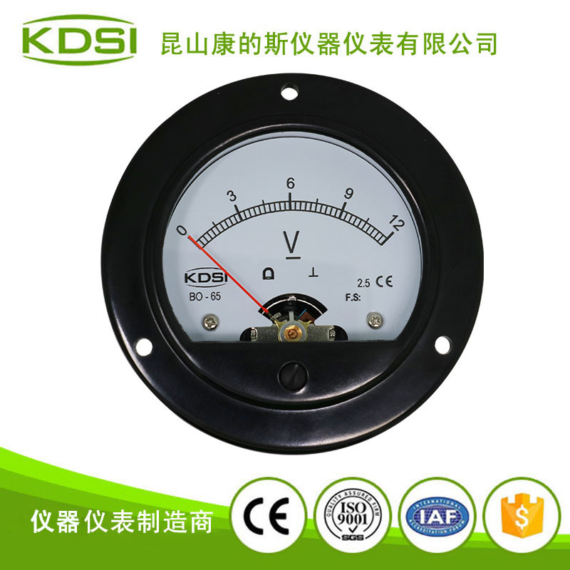 指针式圆形直流伏特表 BO-65 DC12V