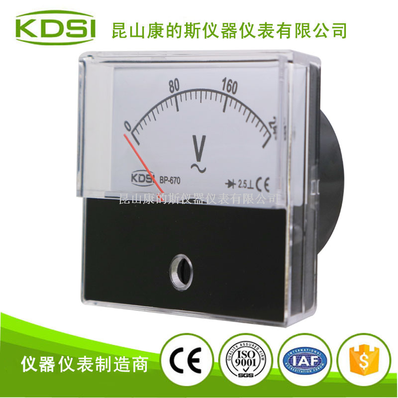方形安培仪表 指针式交流电压表头BP-670 AC240V整流式