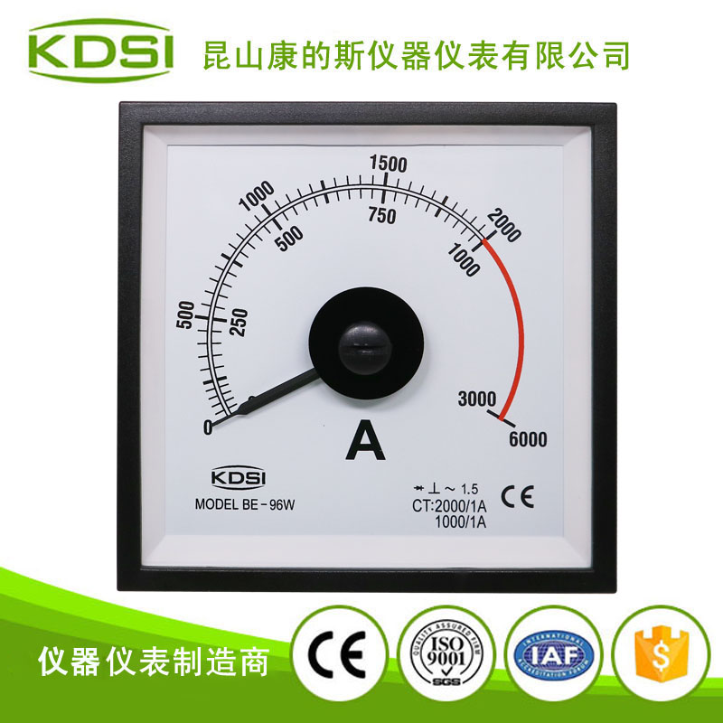 指针式交流电流表BE-96W AC2000-1A 3倍双刻度