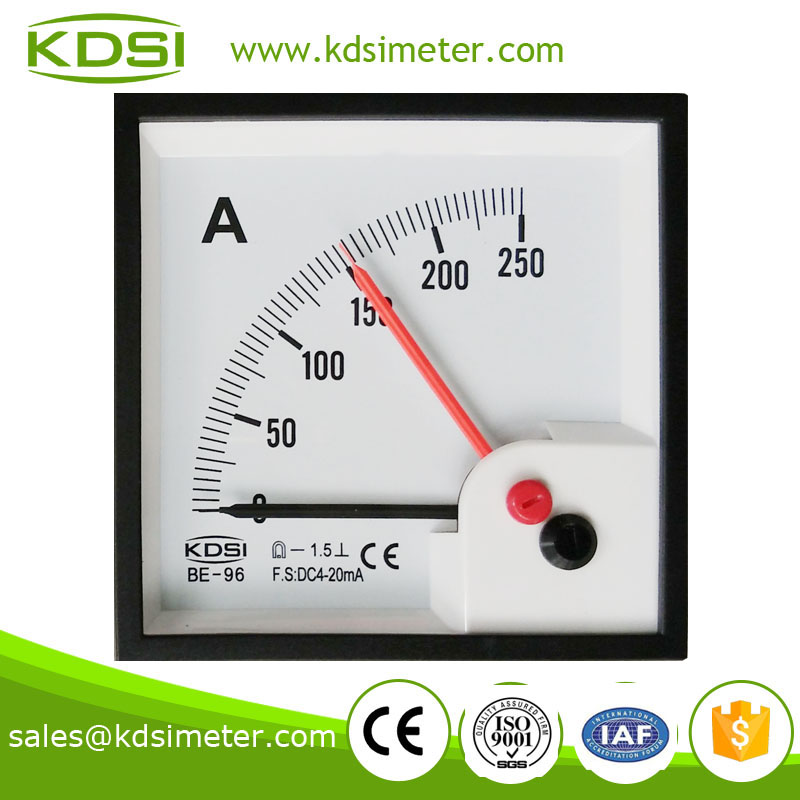 指针式直流电流表 BE-96 DC4-20mA 250A 双针