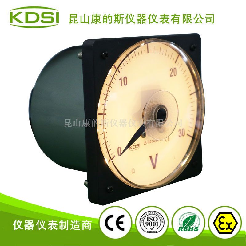 圆形开孔指针式电压表LS-110 DC30V 黄光背光电压24V