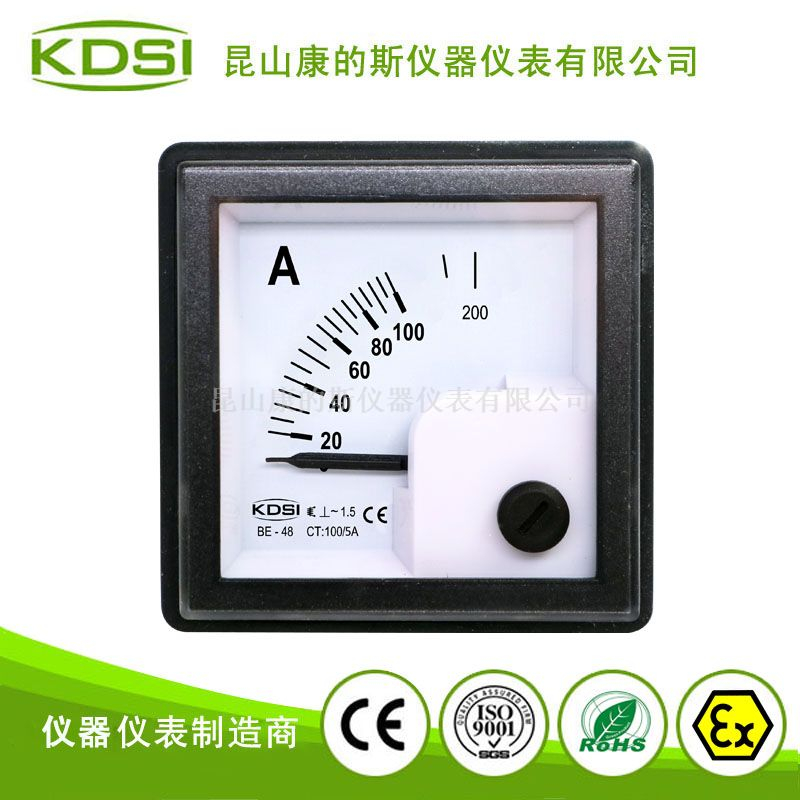 防护等级IP65电表 BE-48 AC100/5A 指针式交流电流表