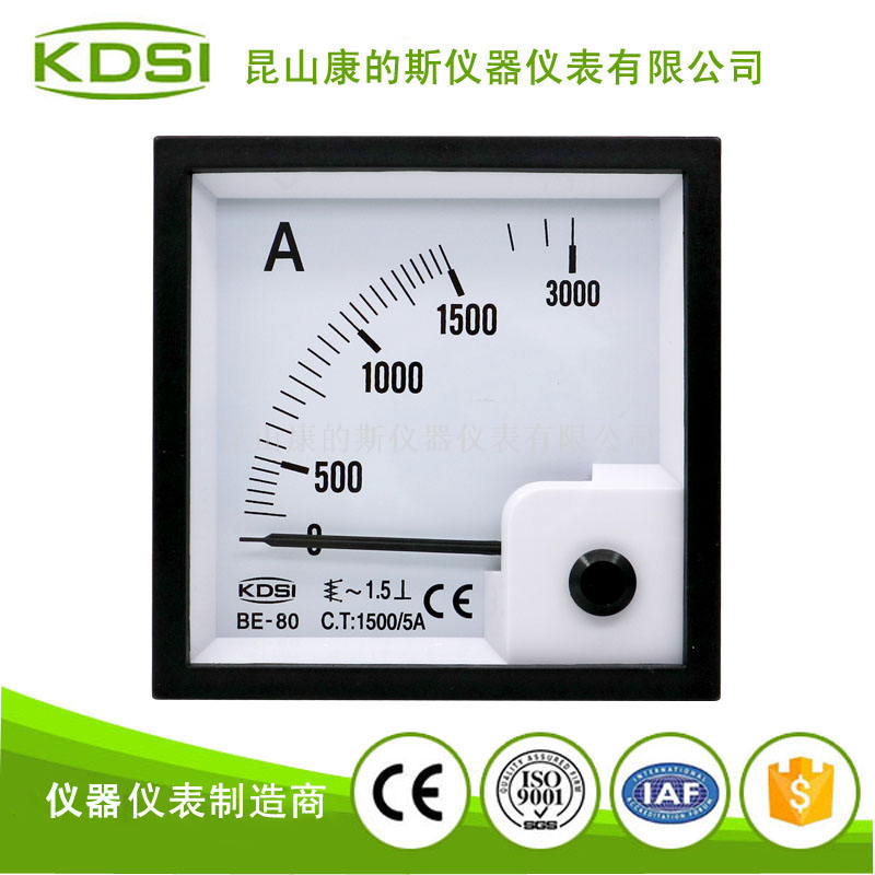  指针式方形交流电流表 BE-80 AC1500/5A 配电柜用表