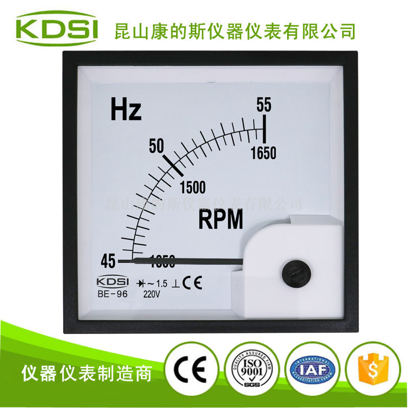 指针式频率表+转速表BE-96 45-55Hz+rpm 220V